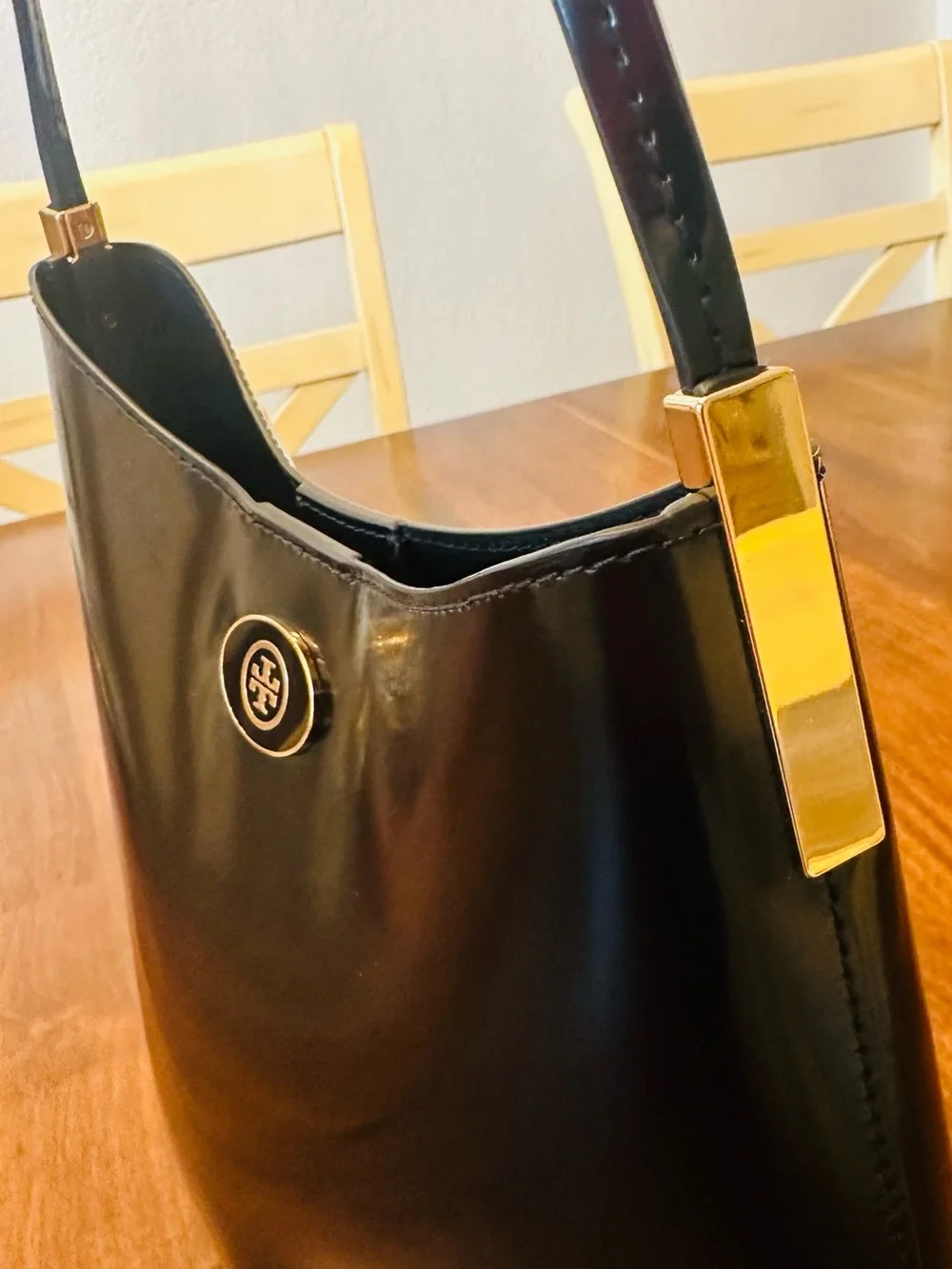 Tory Burch Black Robinson Spazzolato Leather Hobo Bag